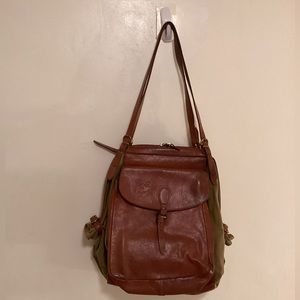IL BISONTE Candy Bag Cow Leather x Cotton Backpack Brown